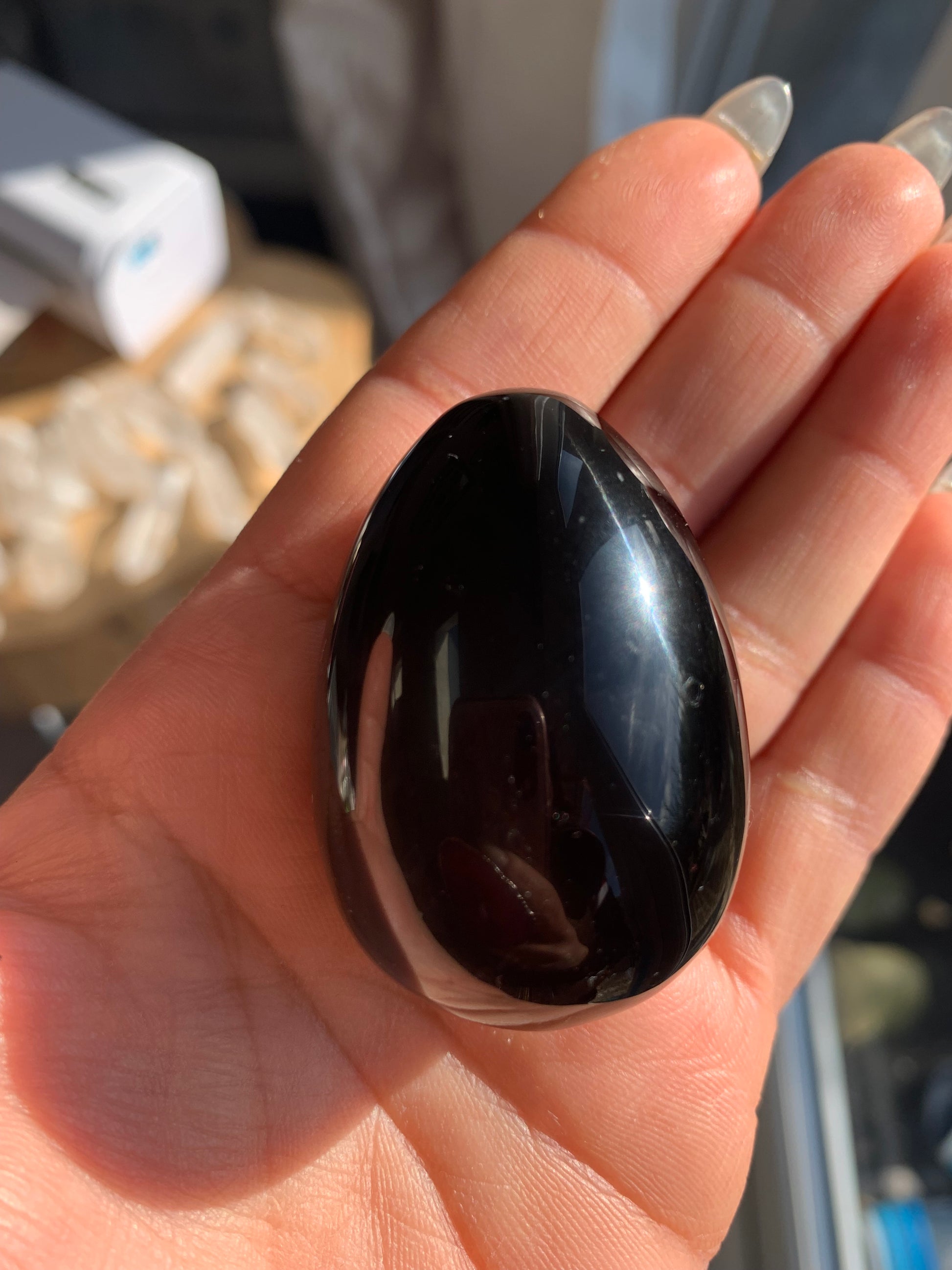 Black Obsidian Polished Crystal Egg 