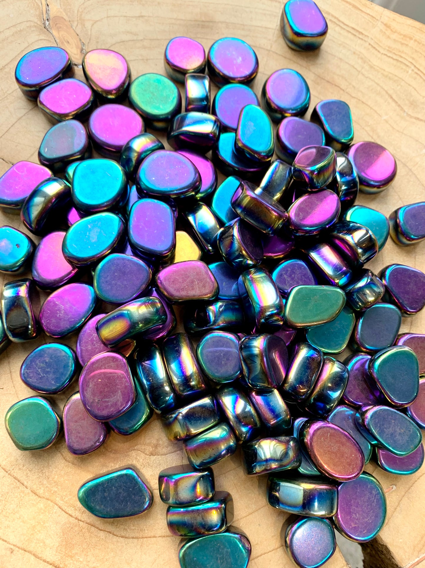 Rainbow Aura Hematite Polished Nuggets