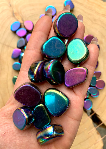 Rainbow Aura Hematite Polished Nuggets