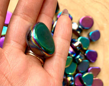 Rainbow Aura Hematite Polished Nuggets