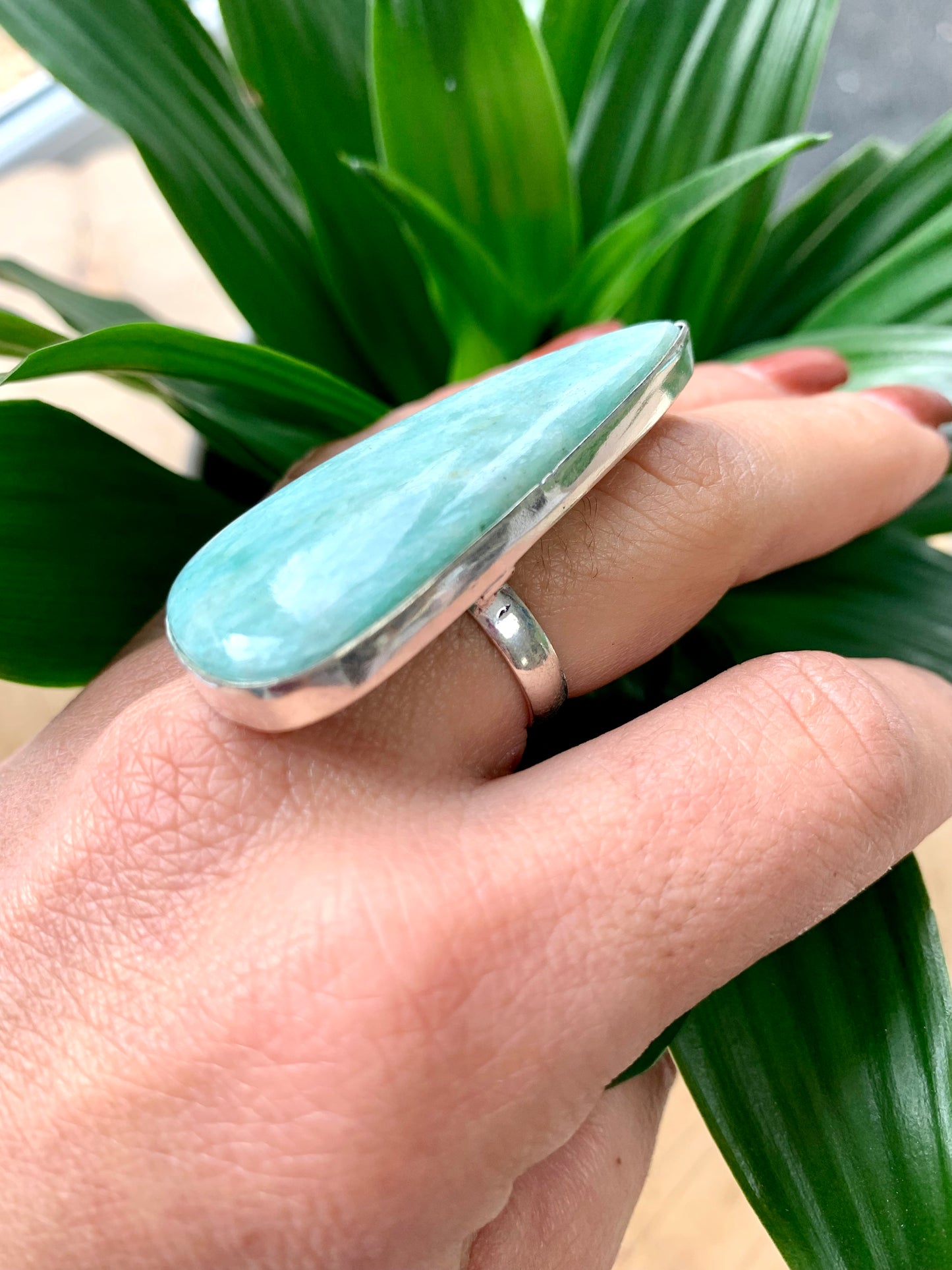 Amazonite Crystal Statement Ring