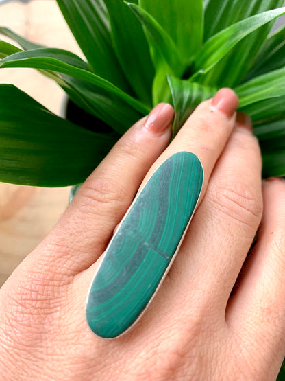 Malachite Matt Finish Crystal Statement Ring