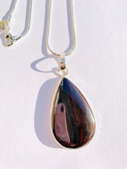 Tiger Iron Crystal Healing Pendant Necklace - Stamina & Energy