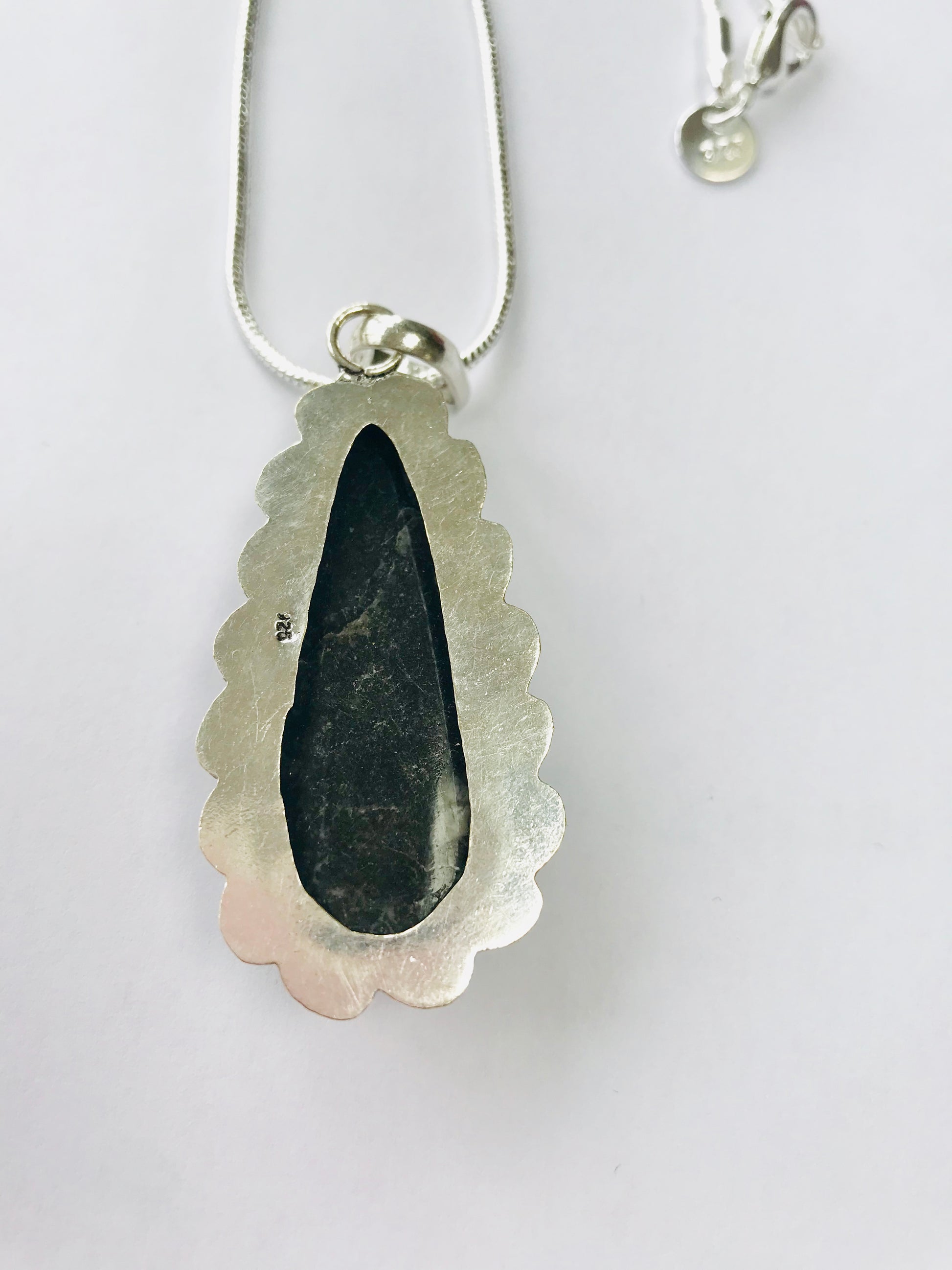 Orthoceras Fossil Pendant & 925 Silver Snake Chain - Reduces Toxins - Crystal Boutique.co.uk 