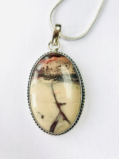 Porcelain Jasper Crystal Healing Pendant Necklace - Inner Peace - Crystal Boutique.co.uk 