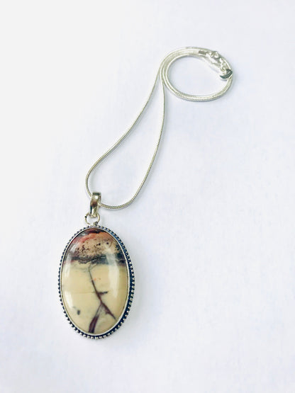 Porcelain Jasper Crystal Healing Pendant Necklace - Inner Peace - Crystal Boutique.co.uk