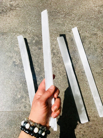 Selenite Crystal Ruler Wands - CrystalBoutique.co.uk