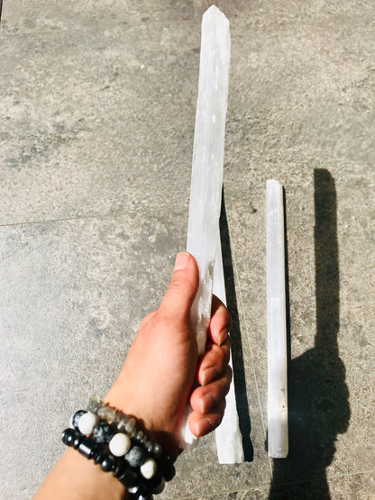 Selenite Crystal Ruler Wands - CrystalBoutique.co.uk
