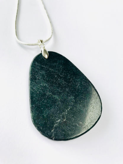 Jade Hand Carved Chinese Liantian Amulet Pendants 925 Snake Chain