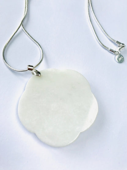 Jade Hand Carved Chinese Liantian Amulet Large Pendants & 925 Sterling Snake Chain Necklace - Crystal Boutique.co.uk