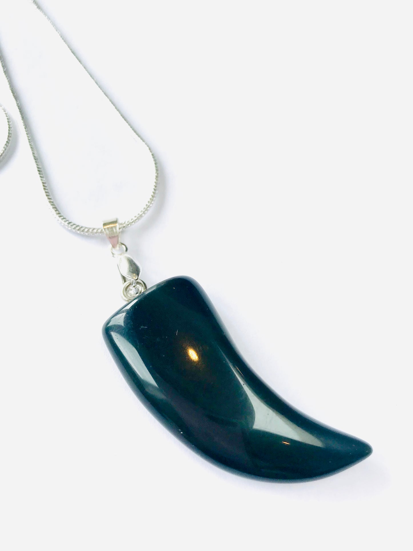 Assorted Agate Ox Horn Crystal Unisex Gemstone Pendant 925 Necklace - Crystal Boutique.co.uk