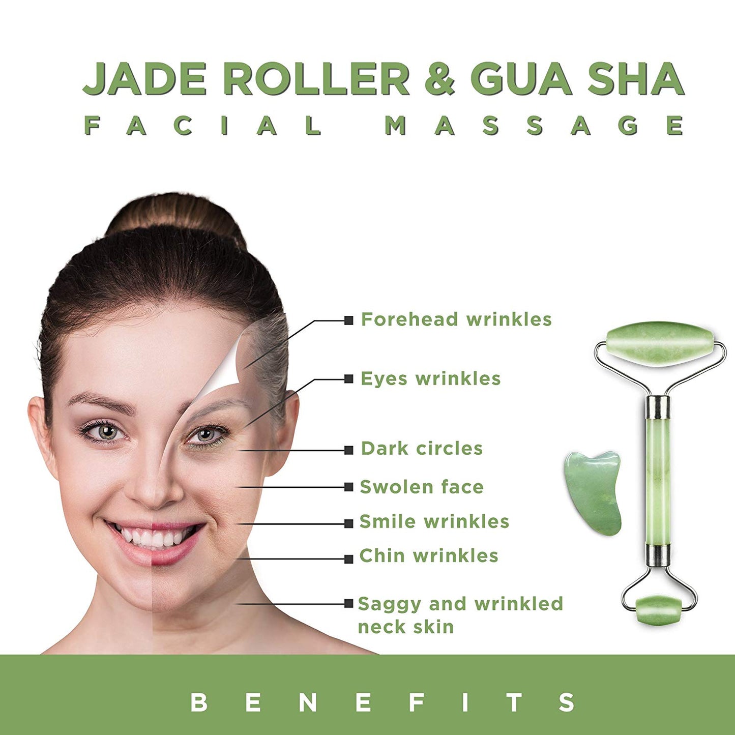 Natural Quartz Beauty Gua Sha Facial Skincare Tool Rollers