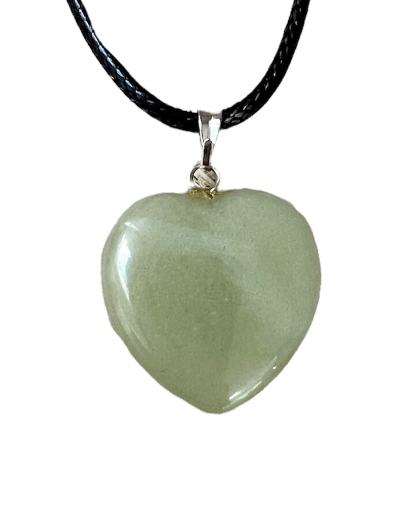 Crystal Gemstone Heart Shaped Pendant Corded Necklace Aventurine