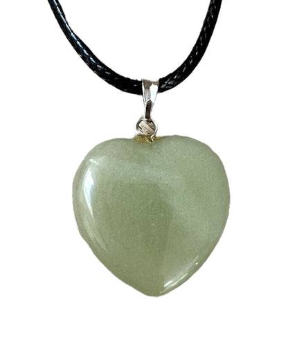 Crystal Gemstone Heart Shaped Pendant Corded Necklace Aventurine