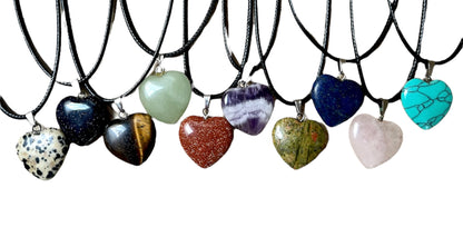 Crystal Gemstone Heart Shaped Pendant Corded Necklace
