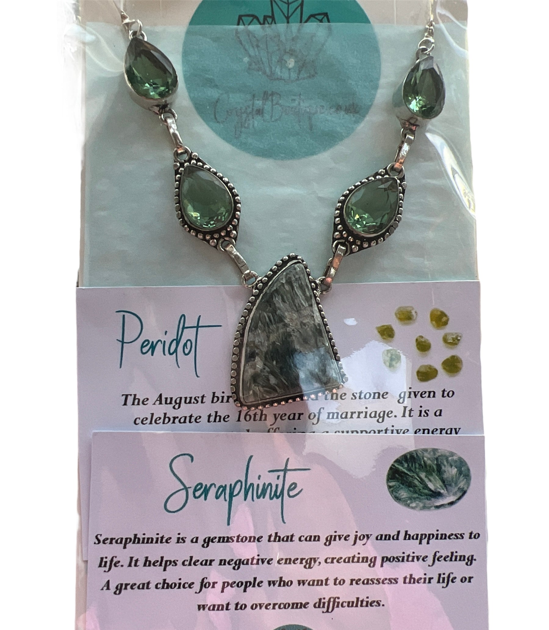 Peridot & Seraphinite Crystal Statement Necklace
