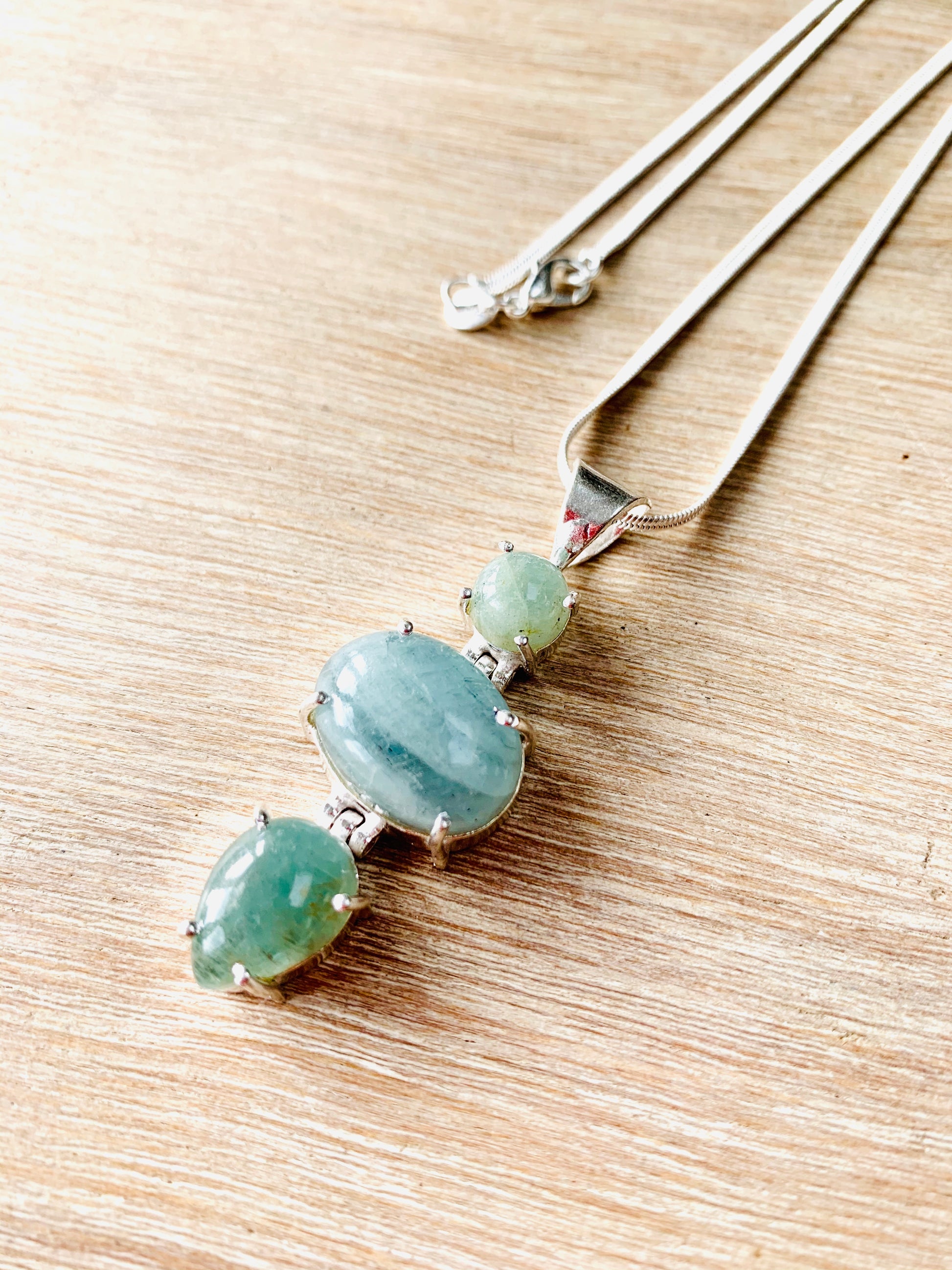 3 Stone Crystal Pendant & 925 Sterling Silver Plated Snake Chain - Crystal boutique.co.uk