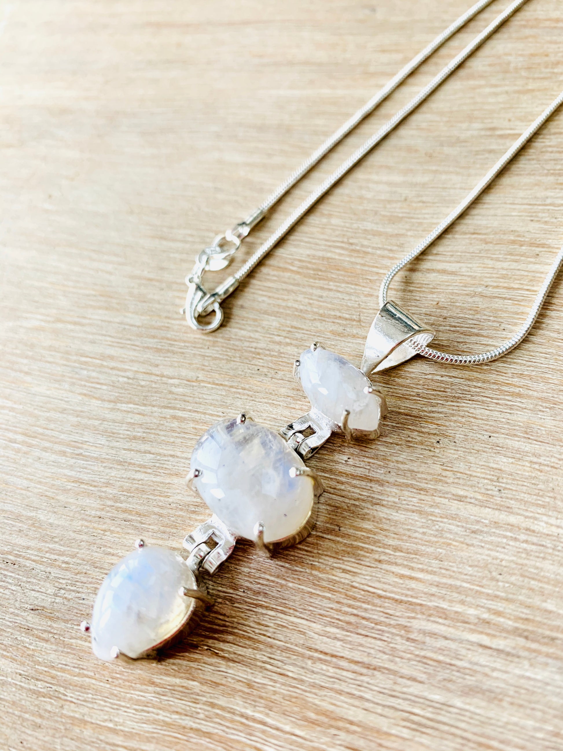 3 Stone Crystal Pendant & 925 Silver Plated Chain - Crystal boutique.co.uk