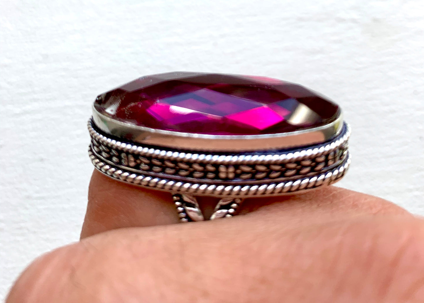 Ruby Faceted Crystal Ring - Crystalboutique.co.uk