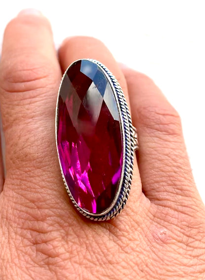 Ruby Faceted Crystal Ring - Crystalboutique.co.uk