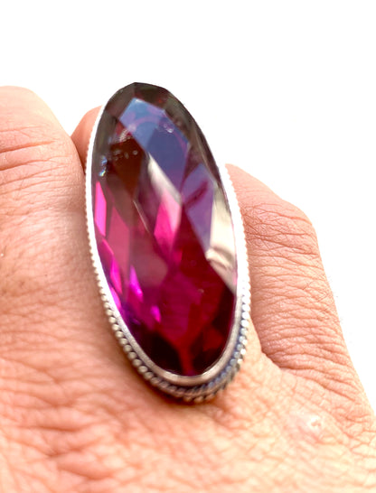 Ruby Faceted Crystal Ring - Crystalboutique.co.uk