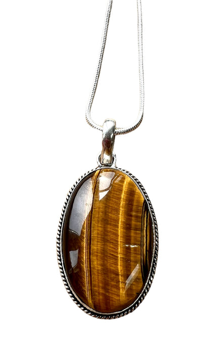 Tiger Eye Crystal Pendant Necklace