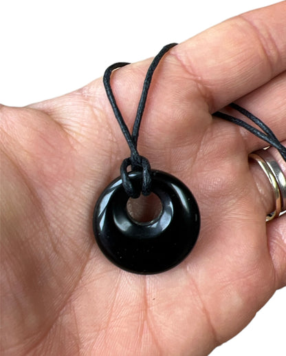Crystal Gemstone Agogo Shaped Pendant Corded Necklace