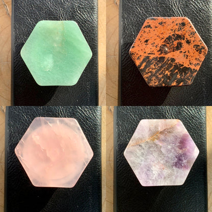 Assorted Hexagon Quartz Crystal Gemstone Mobile Phone Grip