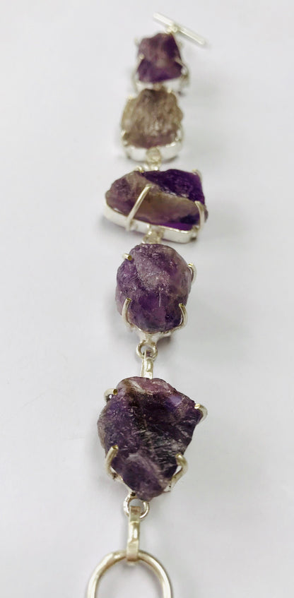 Amethyst Rough Crystal 8.5” 925 Bracelet - Crystal Boutique.co.uk 