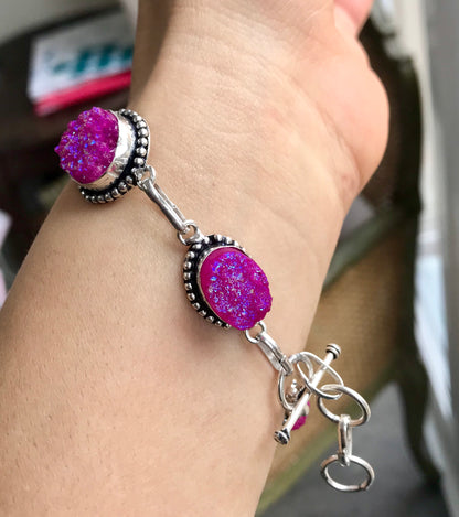 Druzy Crystal 9” T-Bar Bracelet - Crystalboutique.co.uk