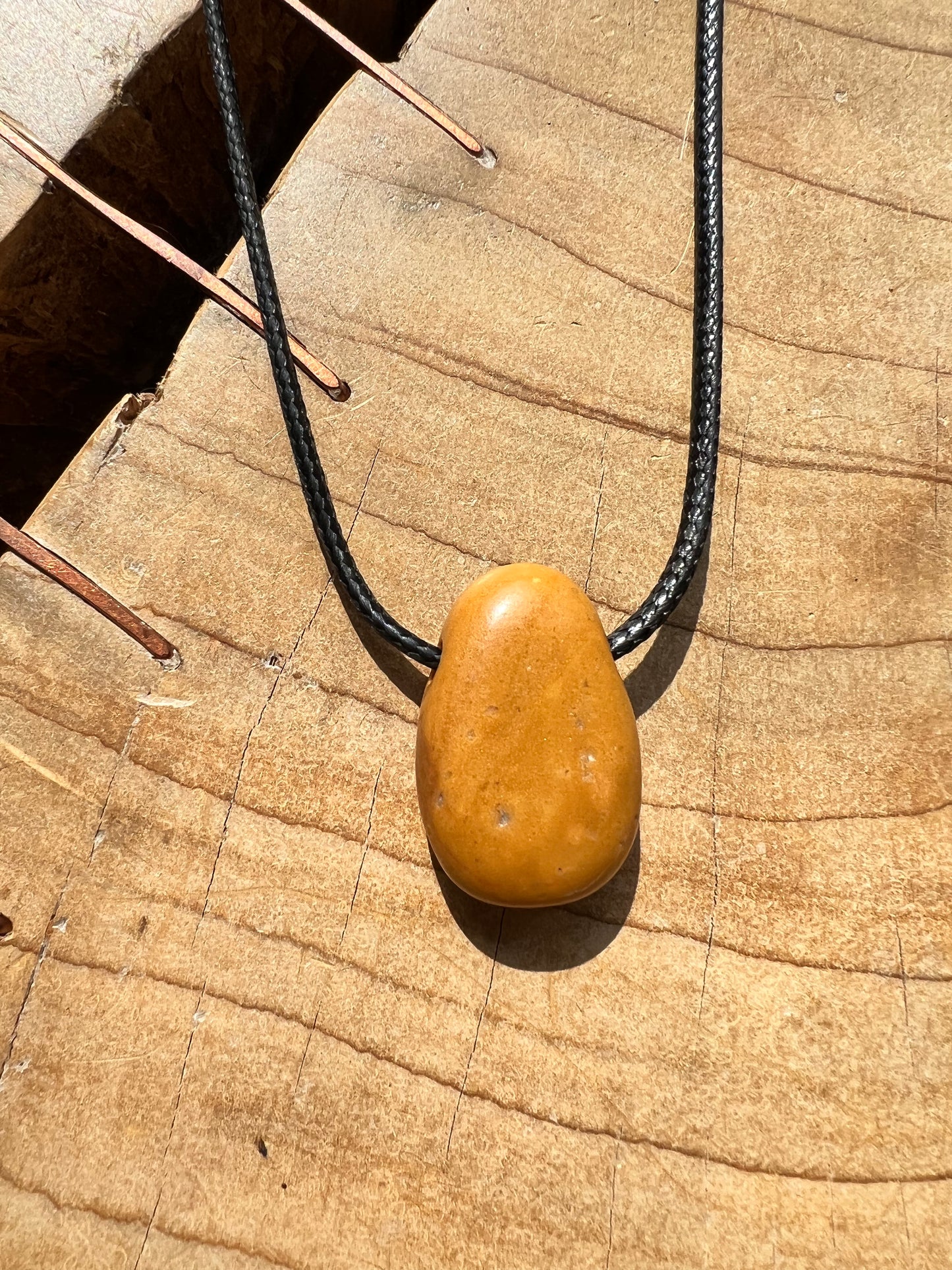 Yellow Jasper Tumblestone Crystal Gemstone Corded Pendant Necklace Unisex