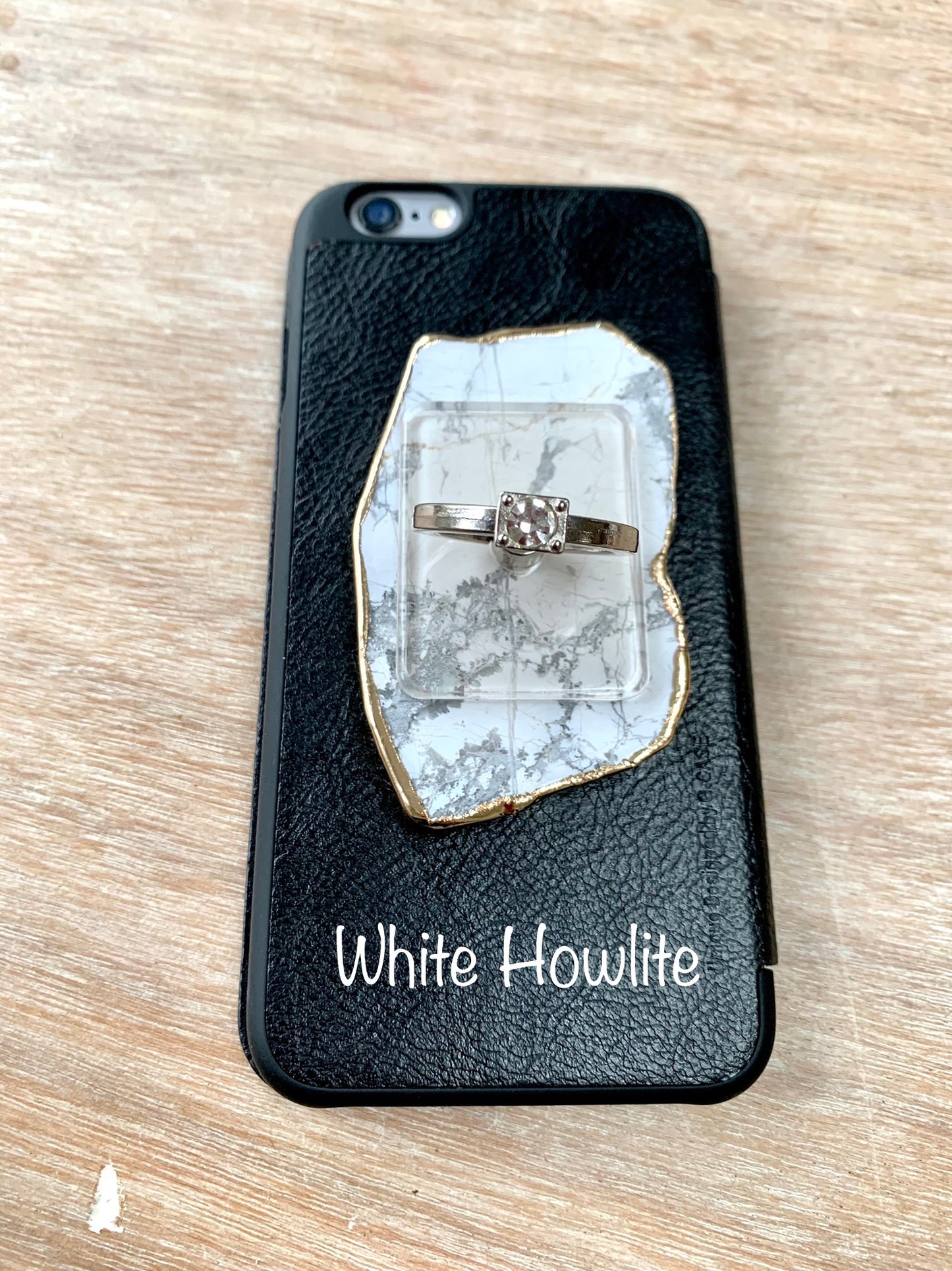 White Howlite Crystal Phone Ring Grip - CrystalBoutique.co.uk