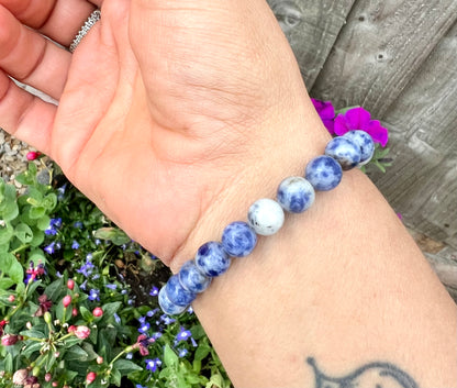 Sodalite Crystal Gemstone Round Bead Power Bracelet