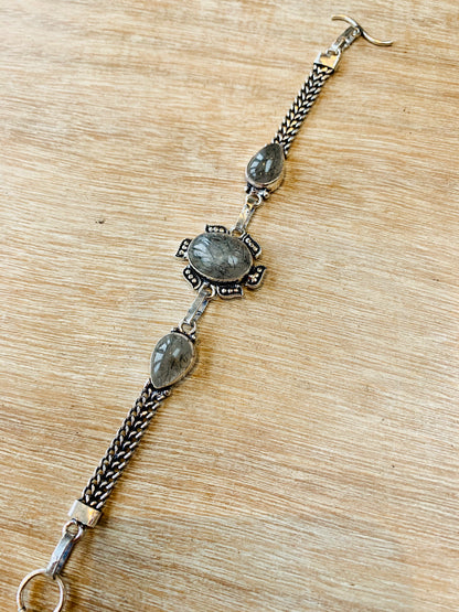 Rutile Quartz Crystal 8” T-Bar Bracelet - Crystalboutique.co.uk