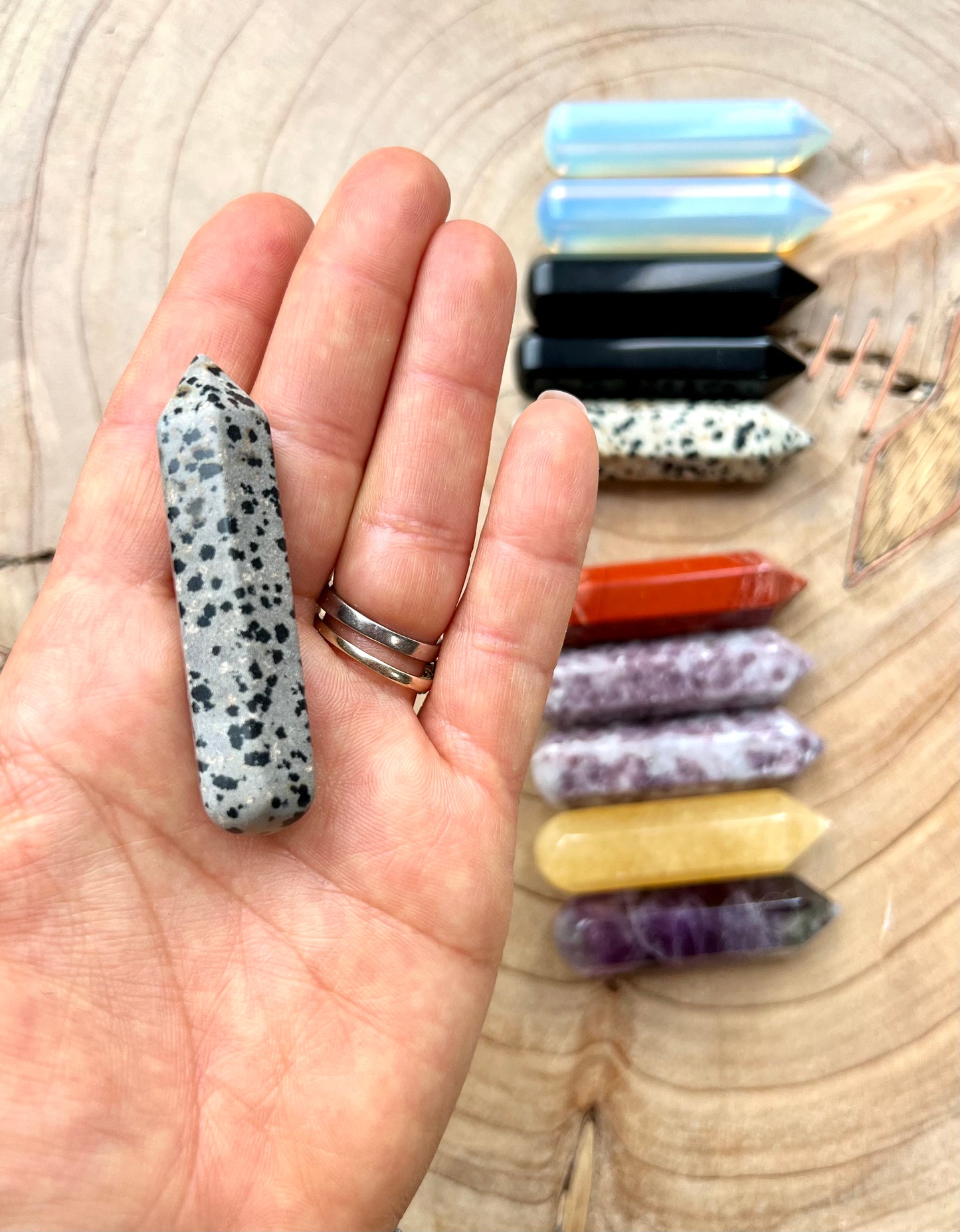 Crystal Wand Point Rounded End Dalmatian Jasper