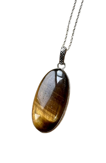 Tiger Eye Crystal Pendant Necklace