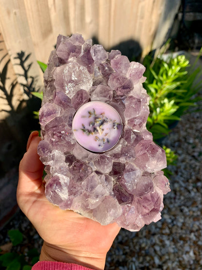 Amethyst Cluster Tea Light Candle Holder - crystalboutique.co.uk