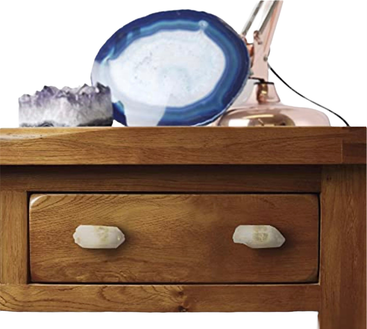 Angel Aura Plated Quartz Crystal Point Furniture Door Drawer Cabinet Knobs Set of 2