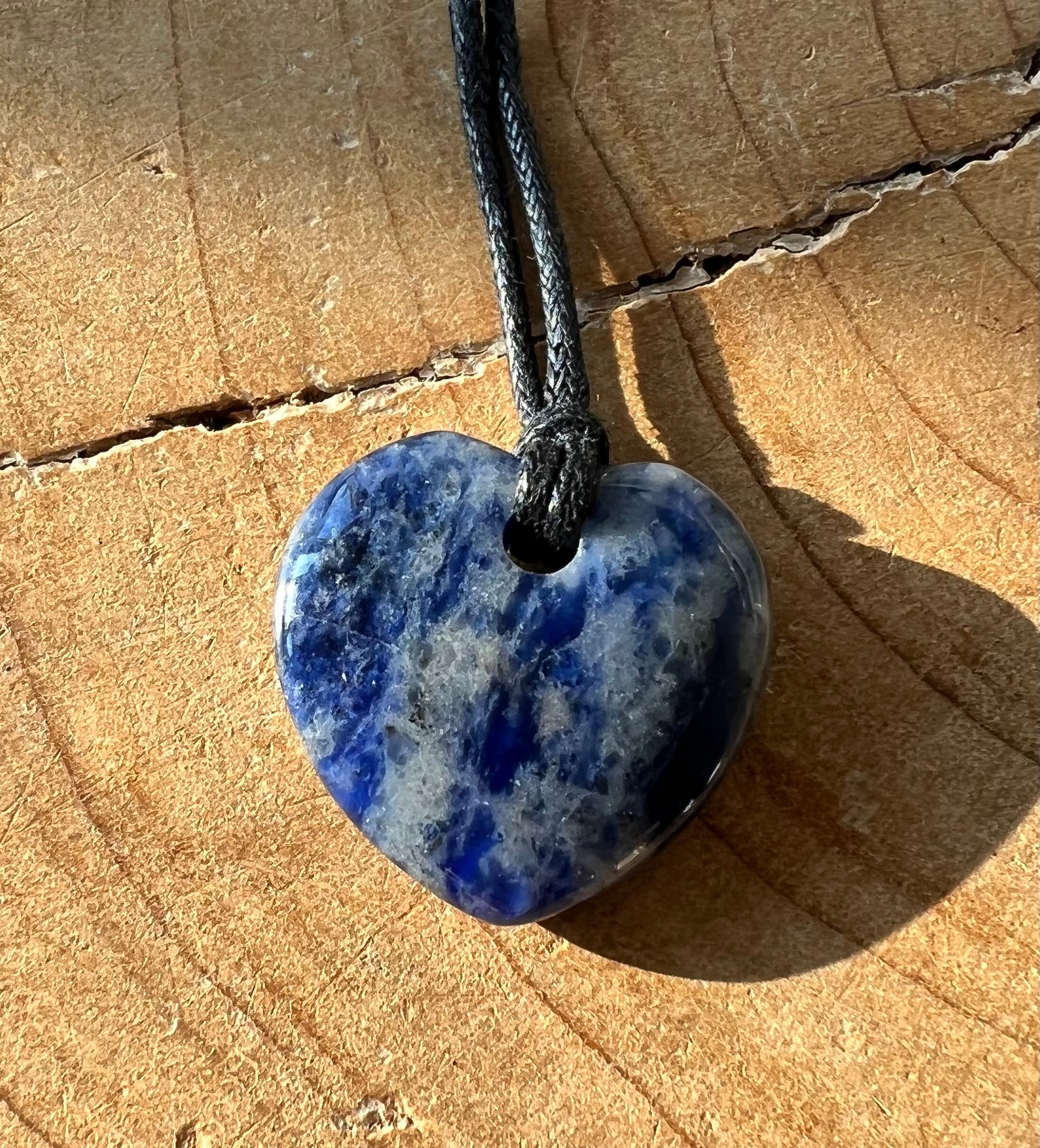 Sodalite Crystal Heart Shaped Pendant Corded Necklaces