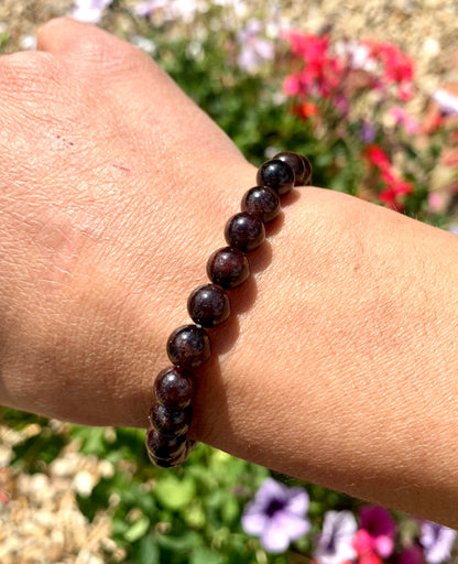 Blood Garnet Round 8mm Beaded Power Bracelet
