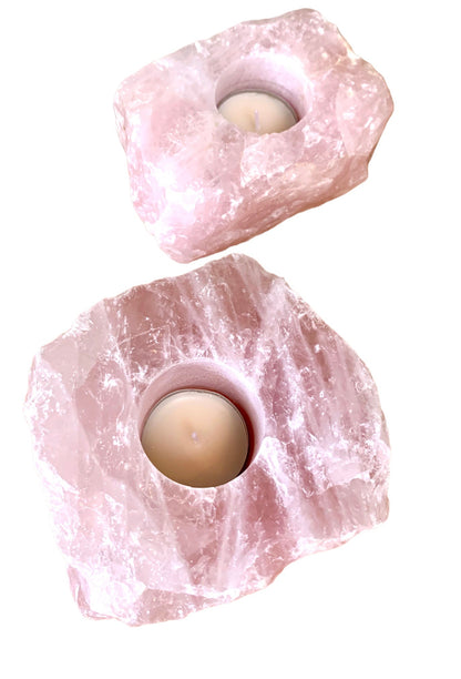 Rose Quartz Natural Pink Tea Light Candle Holder