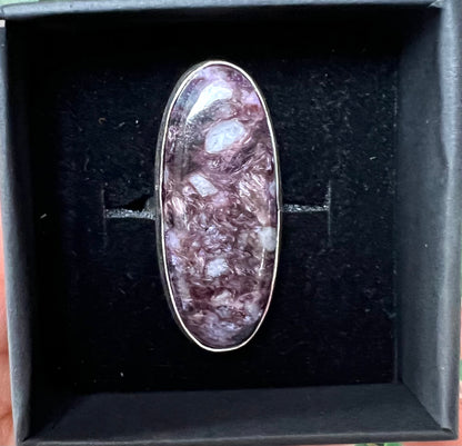 Charoite Crystal Statement Ring