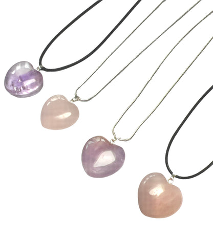 Puffed Heart Crystal Heart Shaped Pendant Necklace