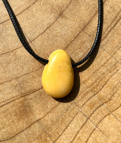 Yellow Jasper Tumblestone Crystal Gemstone Corded Pendant Necklace Unisex
