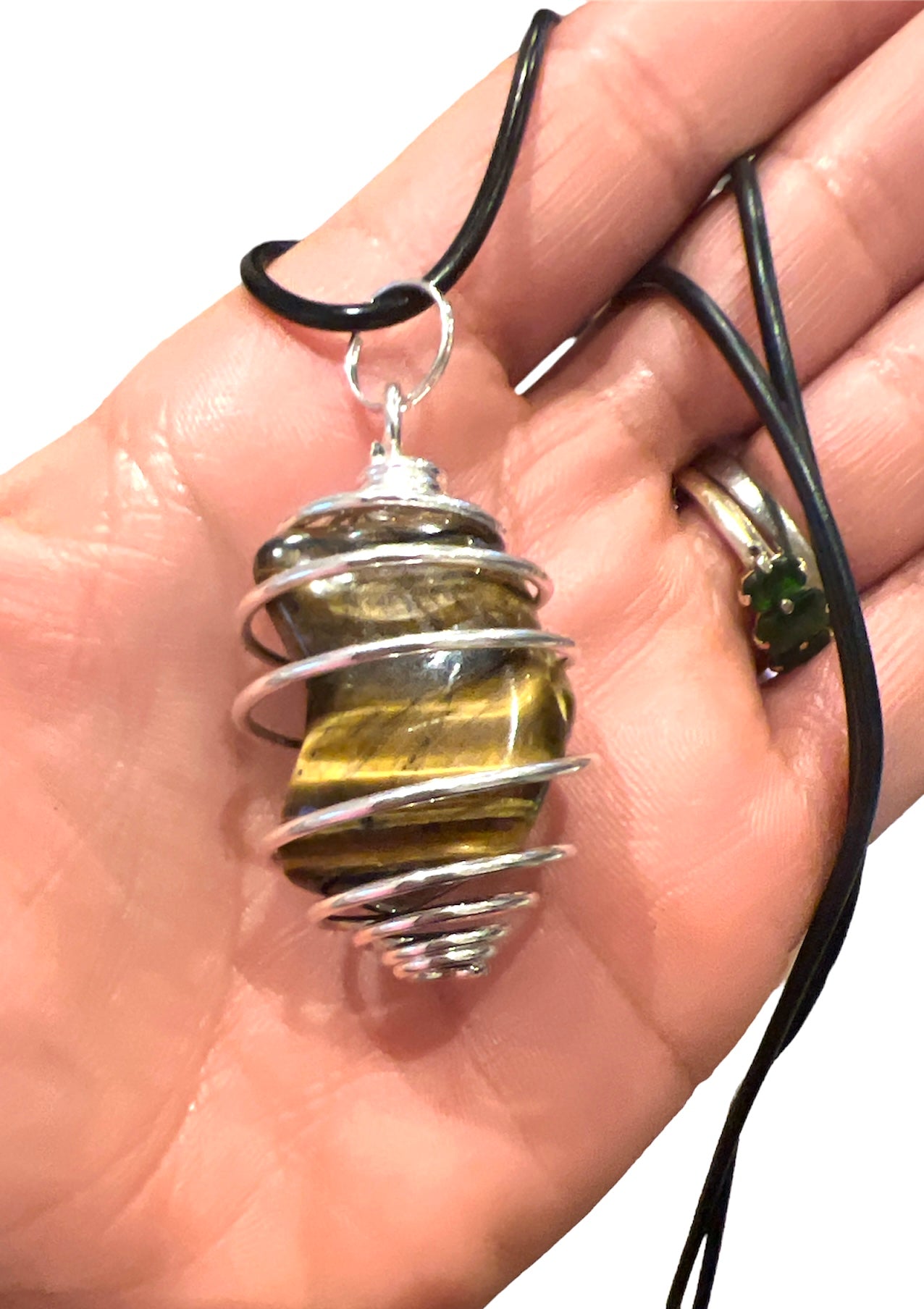 Tumblestone Crystal Spiral Pendant Necklace