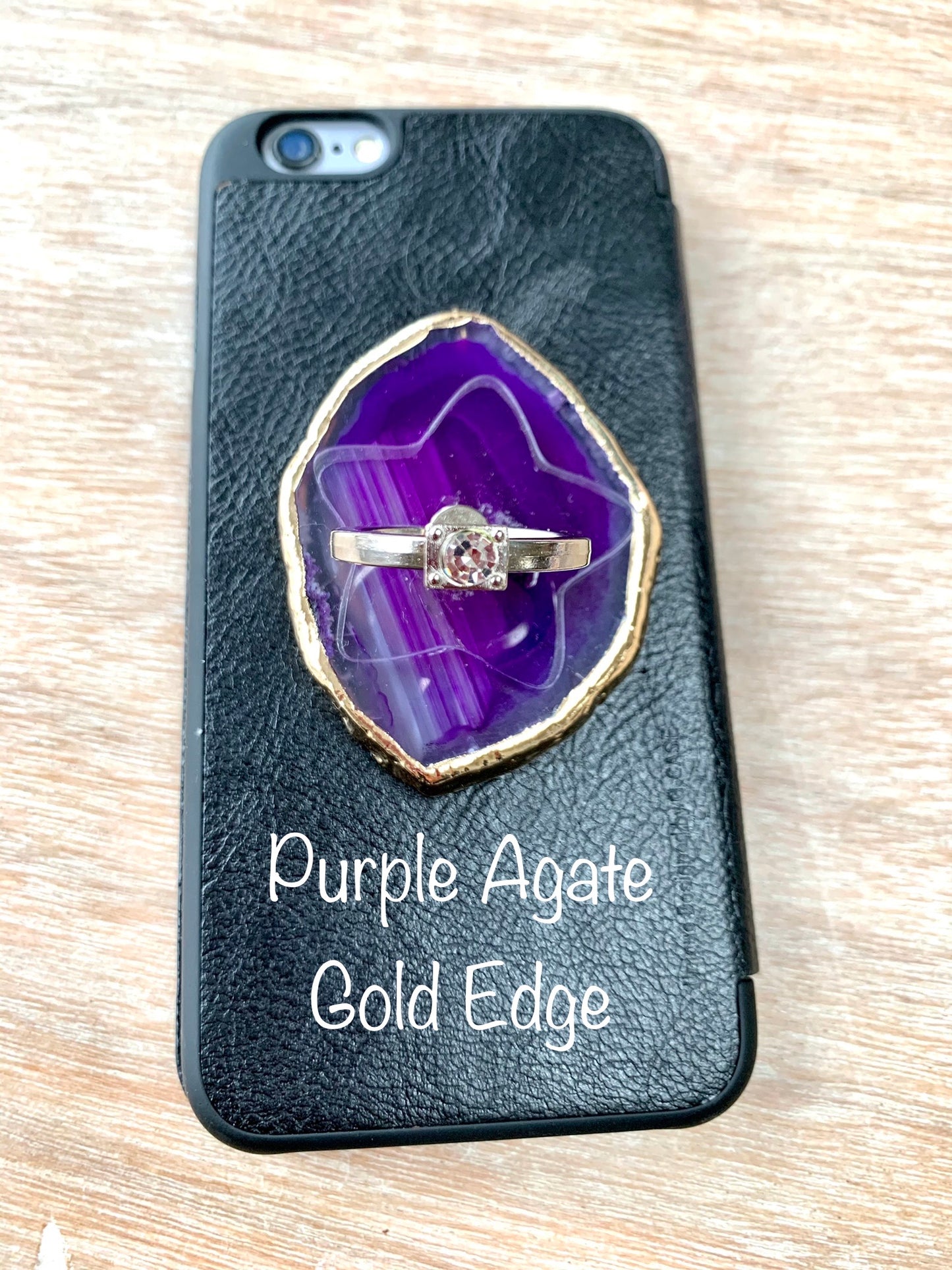 Purple Agate Crystal Phone Ring Grip - CrystalBoutique.co.uk