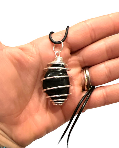 Tumblestone Crystal Spiral Pendant Necklace