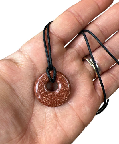 Crystal Gemstone Agogo Shaped Pendant Corded Necklace