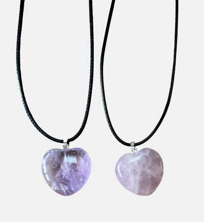 Puffed Heart Crystal Heart Shaped Pendant Necklace