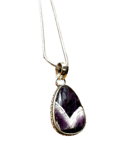 Amethyst Crystal Gemstone Pendant Necklace
